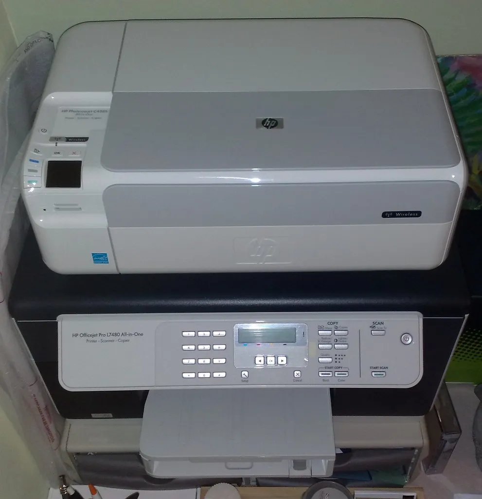 Office multifunction printer in use in a business environment